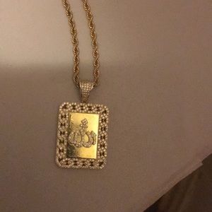 Men diamond Islamic necklace 14k gold necklace